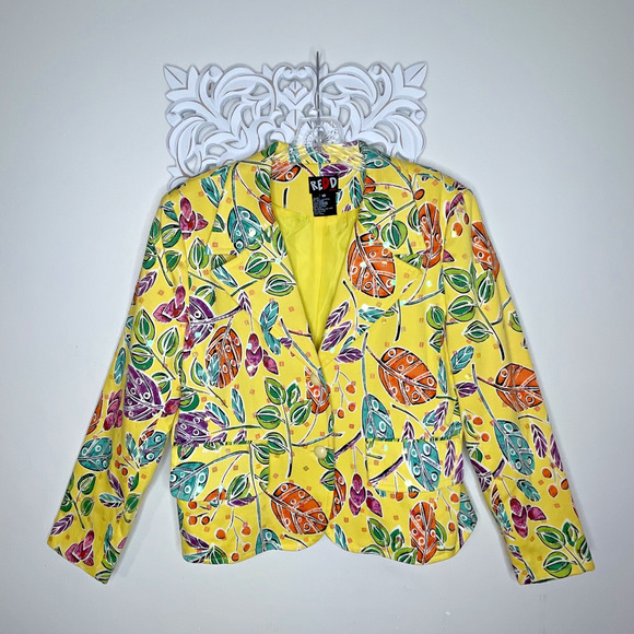 REDD Jeans size 10 Denim JACKET Button-up Pockets Long Sleeves Lined YELLOW - Picture 1 of 16